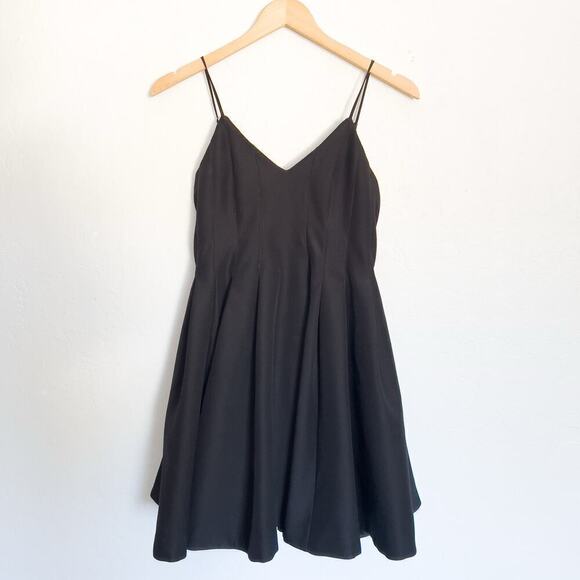 Keepsake Dress Small Black Scuba Flare Cocktail Prom Homecoming Spaghetti Low - Picture 2 of 7